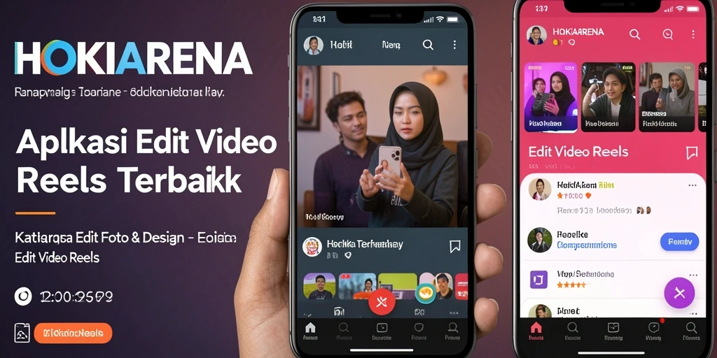 Antarmuka HOKIARENA yang memudahkan editing video reels.