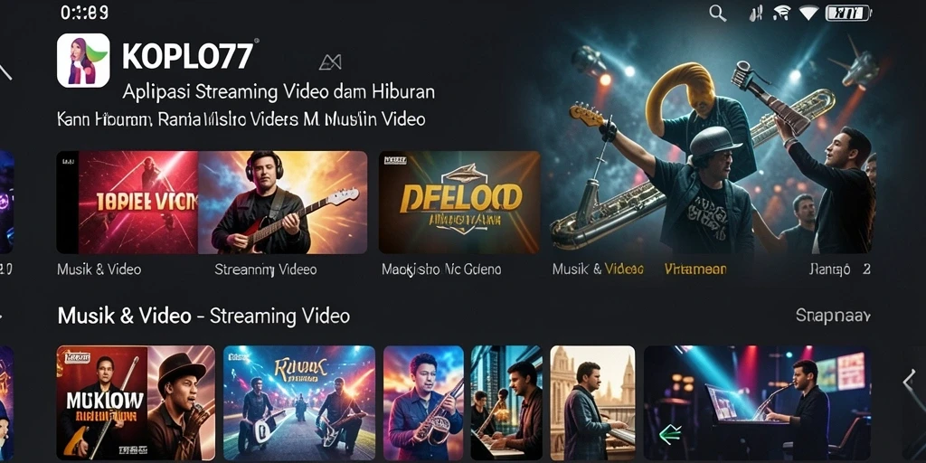 Antarmuka KOPLO77 menampilkan halaman streaming video musik yang menarik.
