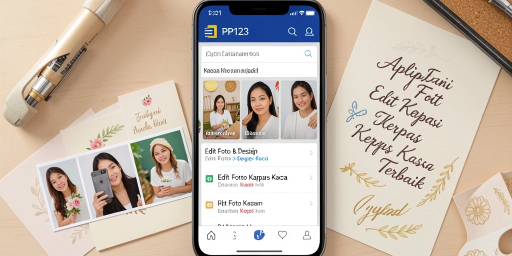 Antarmuka menarik dengan berbagai fitur Edit Foto Kertas Kaca.