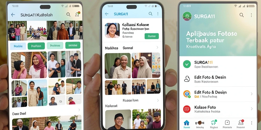 Tampilan antarmuka SURGA11 yang memudahkan pembuatan kolase foto.