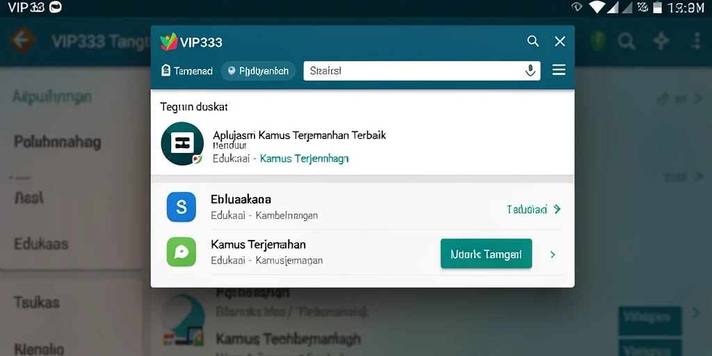 Antarmuka pengguna yang intuitif pada VIP333 untuk Kamus Terjemahan.